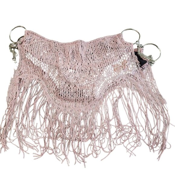 Pink & Black Fringe Bikini bottom With Ring Details XL By Bella & Blue 96% Nylon - Picture 10 of 10